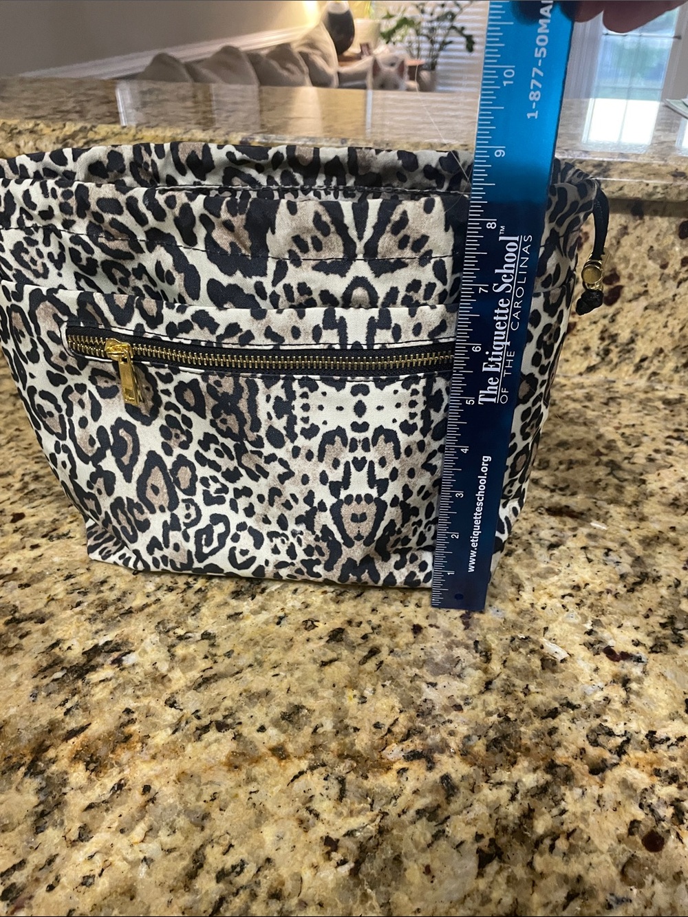 Chico's Leopard Print Cosmetic Bag in Black, White & Brown